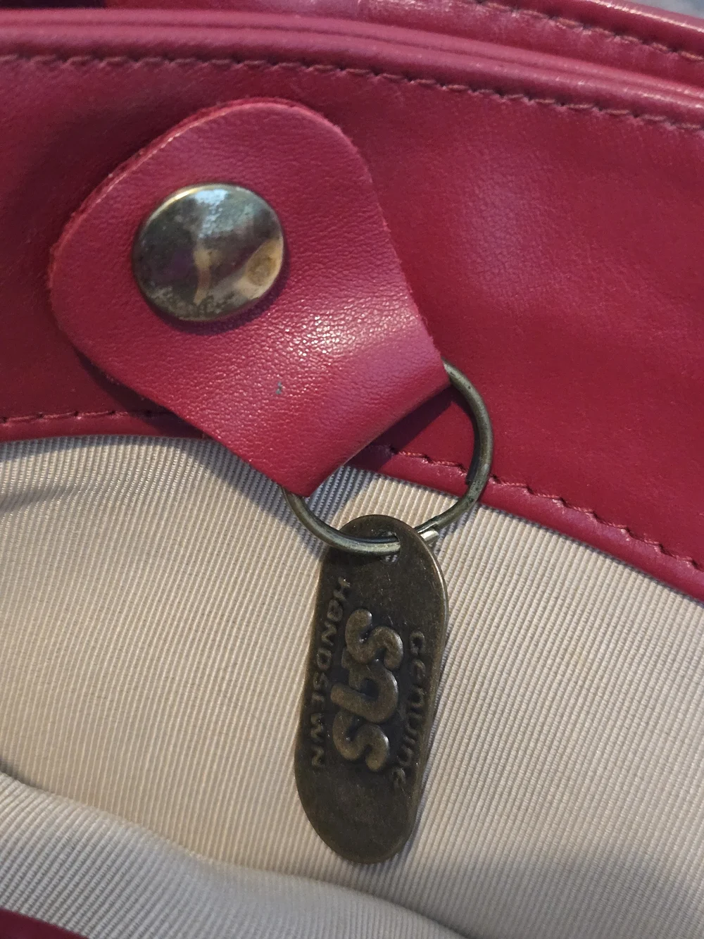 Vintage SAS Diane Leather Shoulder Bag Double Straps Front Zip Red Made in USA